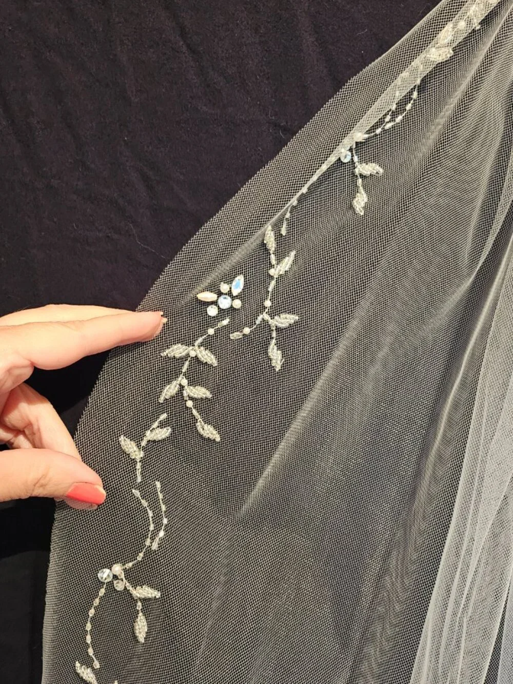 En Vogue Veil | Crystal Pearl Beaded Wedding Veil | Ivory Bridal